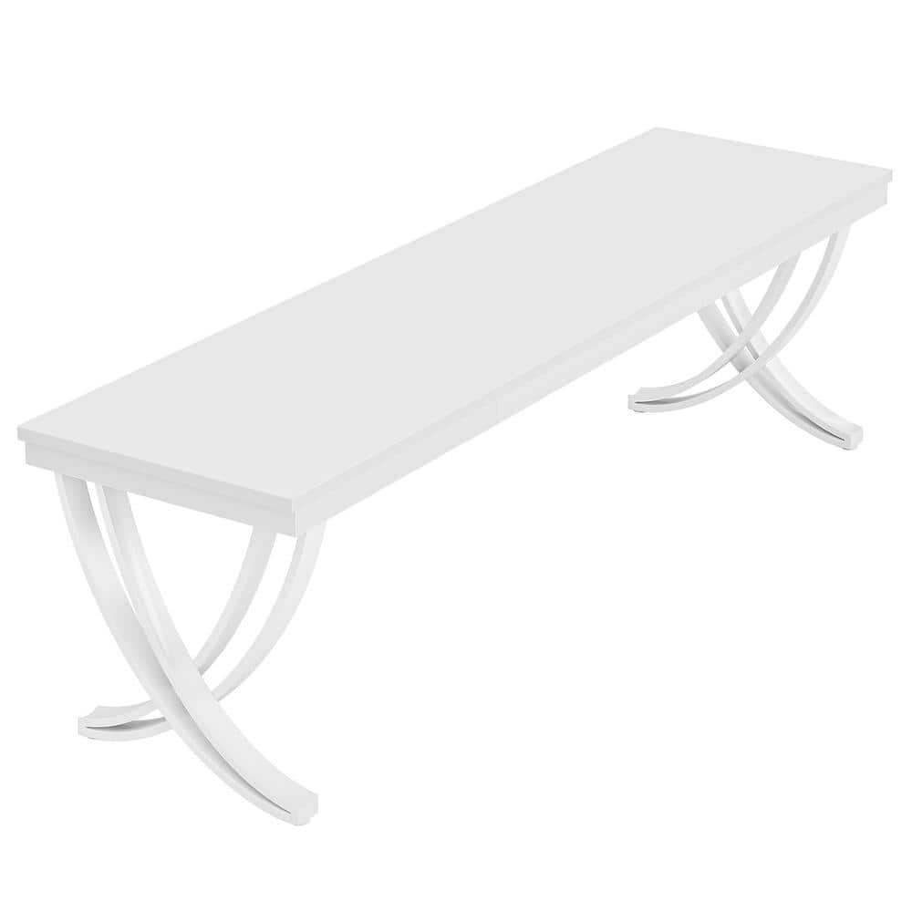 Moronia 78.74 in. Rectangle White Wood Computer Desk, 2-Person Home Office Desk, Extra Long Work Desk for Workstation