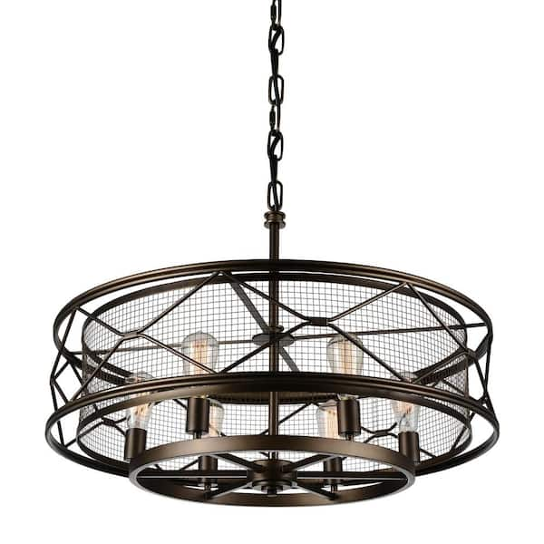 CWI Lighting Kali 6 Light Up Chandelier With Light Brown Finish