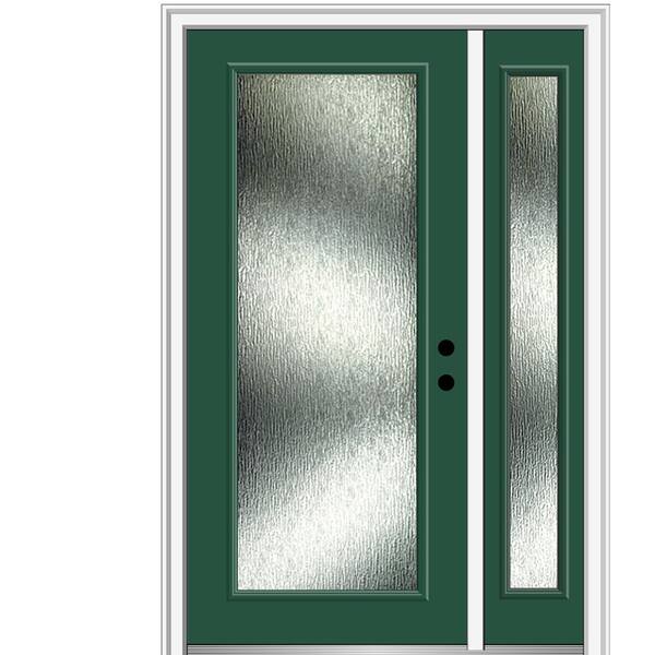 MMI Door Rain Glass 51 in. x 81.75 in. Left-Hand Full Lite Painted Hunter Green Fiberglass Prehung Front Door on 4-9/16 in. Frame