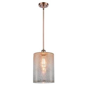 Cobbleskill 1-Light Antique Copper Shaded Pendant Light with Mercury Glass Shade