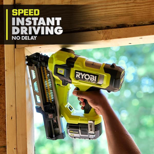 RYOBI ONE+ HP Brushless Cordless 21° Framing Nailer Kit with 4.0