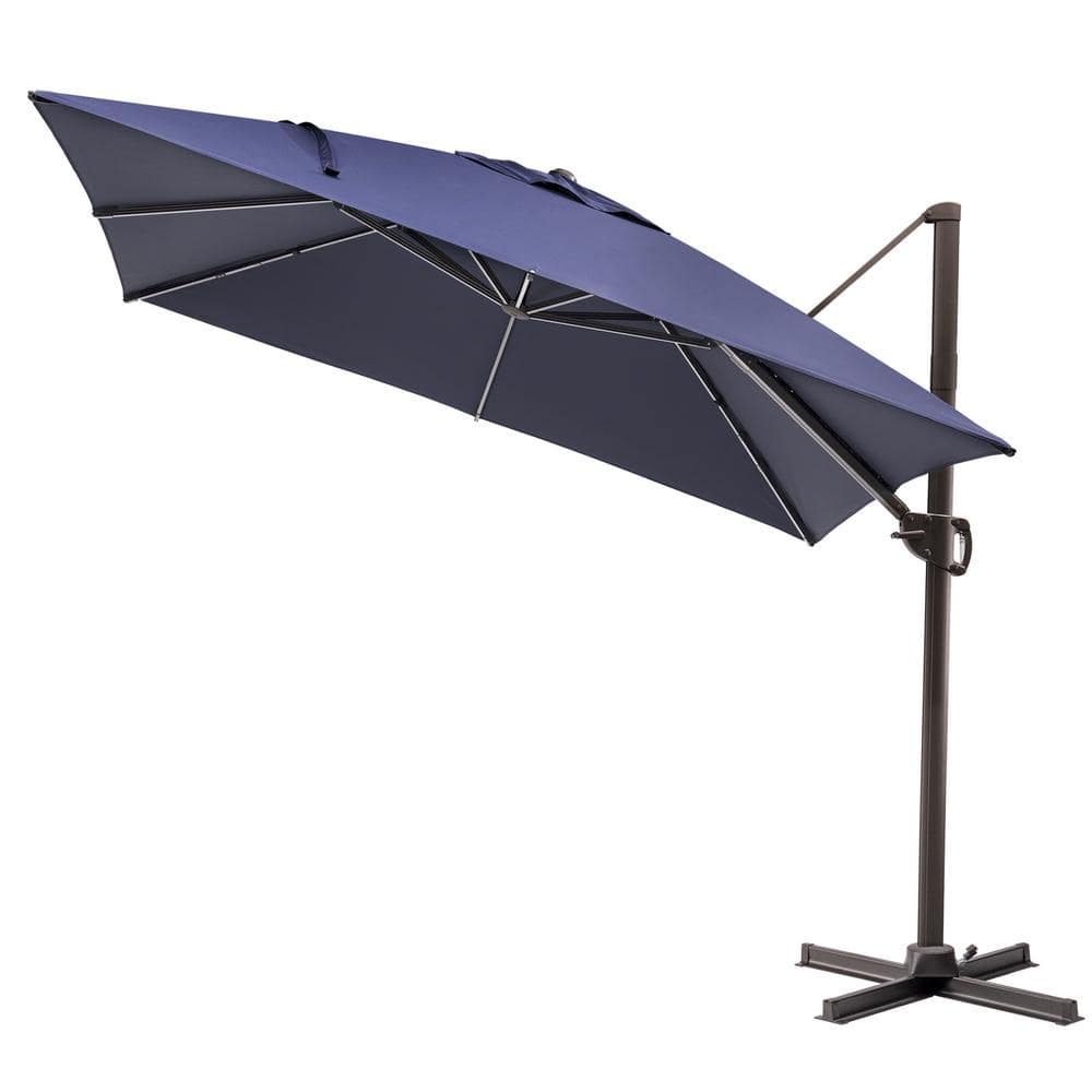 11 ft. x 11 ft. Outdoor Rectangular Heavy-Duty 360° Rotation Cantilever Patio Umbrella in Navy Blue -  Pellebant, PB-PU051NAV-N1