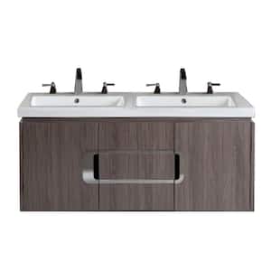 Torrey 48 in. W x 19 in. D x 22 in. H Double Vanity in Gray Brown Oak with Ceramic Vanity Top in White with White Basins