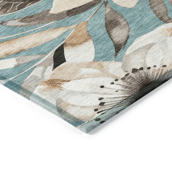 Chantille Machine Washable Indoor/Outdoor Abstract ACN2260 Teal 8 ft. x 10 ft. Area Rug