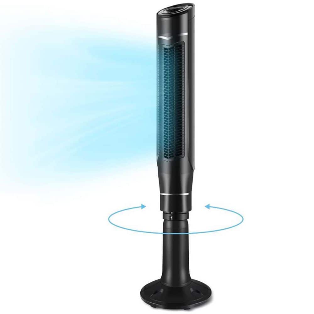 Black 59 Inch Oscillating Pedestal Tower Fan with Remote