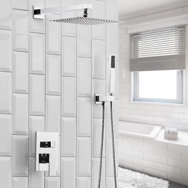 Single Handle 3-Spray Shower Faucet 2.5 Gpm with 180° Swivel, Adjustable Flow Rate in Chrome