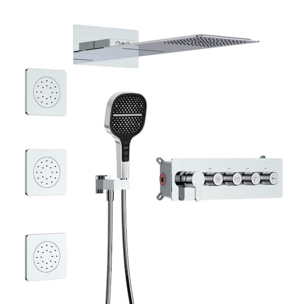 GIVING TREE 6-Spray Patterns 23 in. Dual Shower Heads Wall Mount 3-Jet Hand Shower 2.5GPM Shower System Combo Set in Chrome