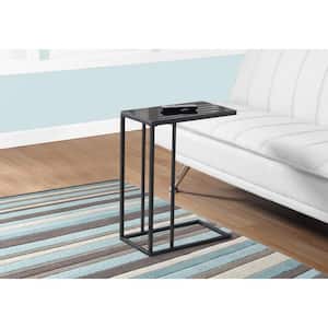 Black Metal and Glass Top Accent Table