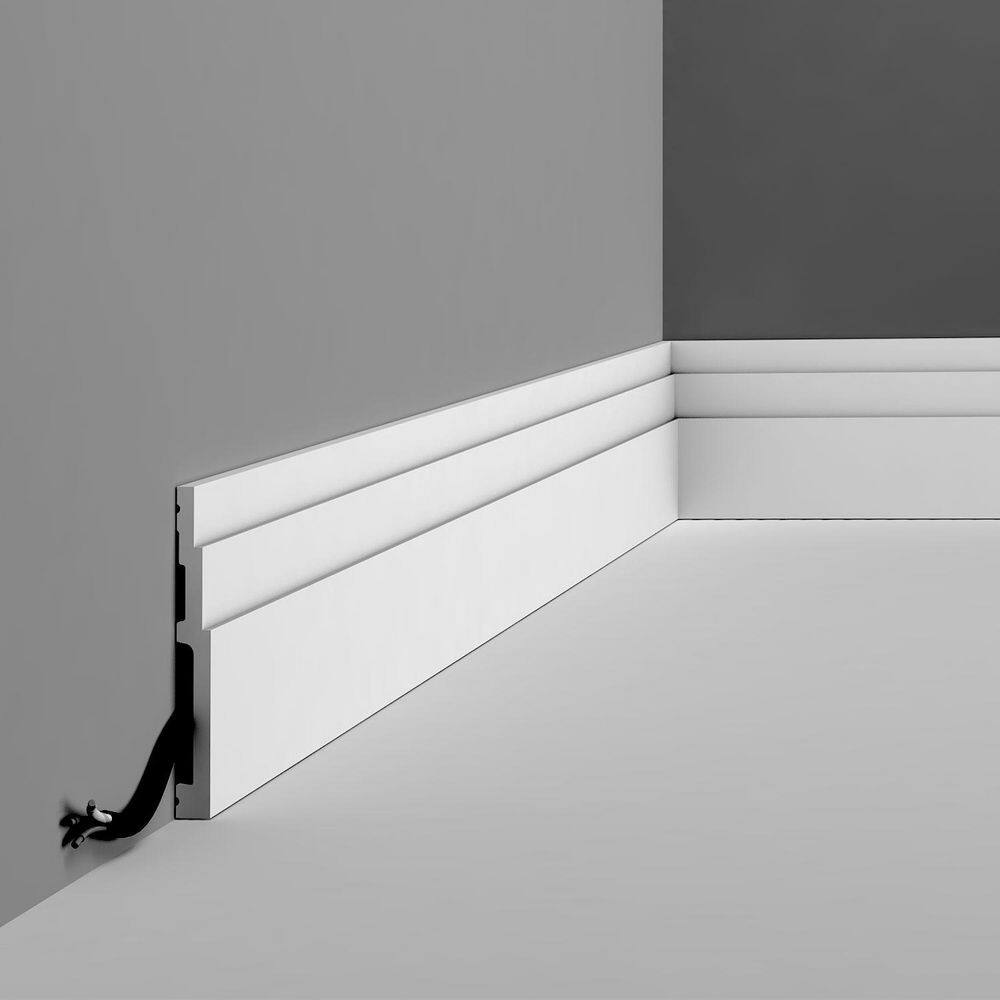 Primed White High-Impact Polystyrene Baseboard Moulding Set