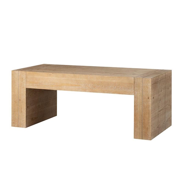Rustic 48.82 in. Natural Rectangle Wood Coffee Table with Thick Legs