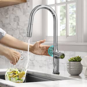 Oletto Single Handle Touch Pull Down Sprayer Kitchen Faucet in Polished Chrome