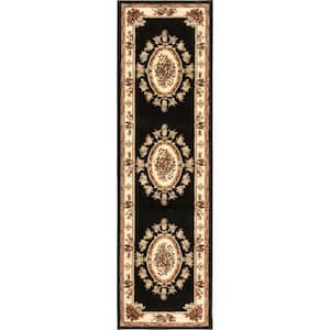 Timeless Le Petit Palais Black 2 ft. x 7 ft. Traditional Runner Rug