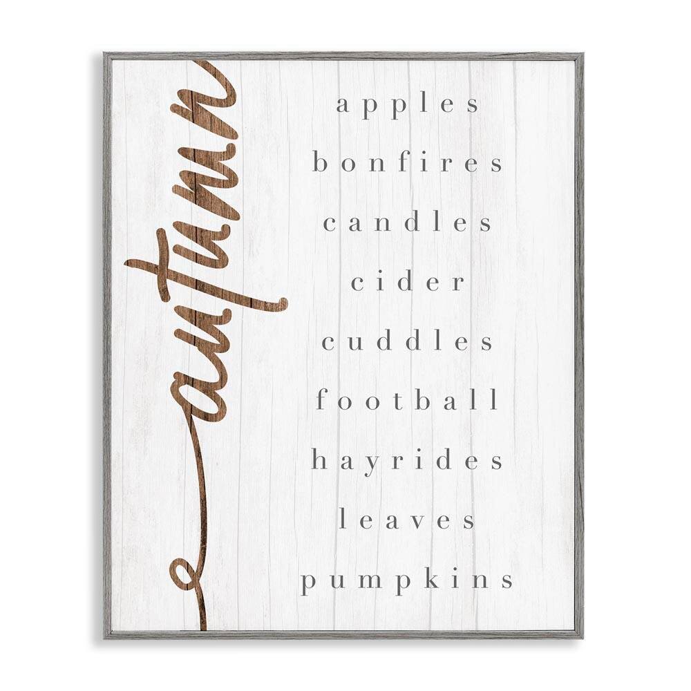 Autumn Harvest Checklist Country Charm by Daphne Polselli Gray Framed Graphic Typography Art Print 16 in. x 20 in. price history on PriceWatchPro