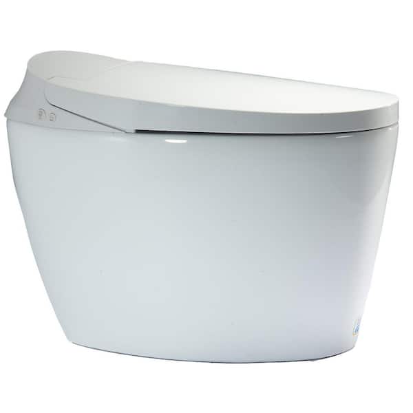 Elongated Smart Bidet Toilet in White with Heated Seat, Deodorizing, and Soft Close