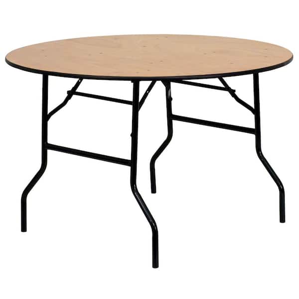 Carnegy Avenue 48 in. Natural Wood Tabletop Metal Frame Folding Table