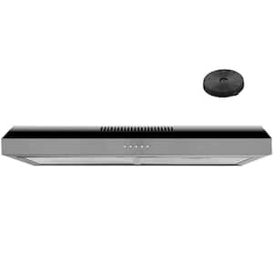 30 in. 230 CFM Ducted Under Cabinet Range Hood in Black Stainless Steel Vent Cooking Kitchen 3 Speed with Light