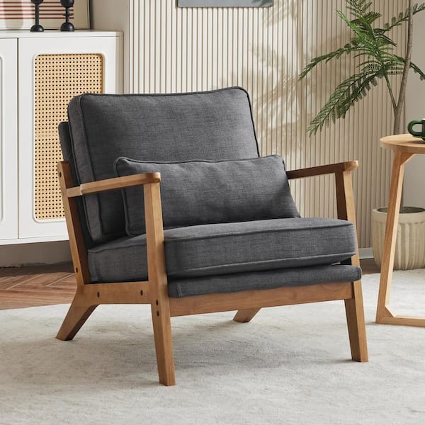 Karl home Dark Gray Arm Chair with Wide Armrest