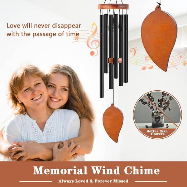 32 in. Gold Rose Aluminum Outdoor Wind Chimes - Deep Soothing Tone, Weather-Resistant Garden Decor and Gift Idea