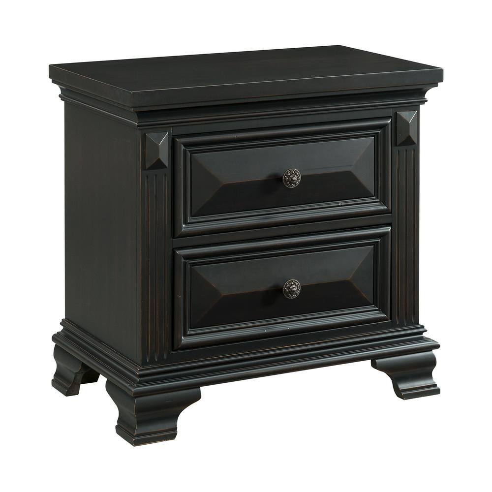 Picket House Furnishings Trent 2Drawer Antique Black Nightstand