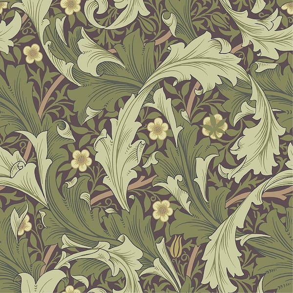 A-Street Prints Purple Granville Leafy Vine Non-Pasted Non Woven Wallpaper Sample