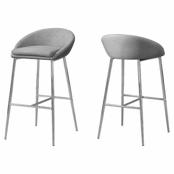 Unbranded Grey with Chrome Base Bar Stool (2-Piece)
