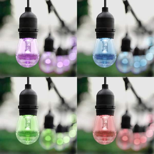 Ove Decors Outdoor 24 Ft Plug In S14 Bulbs Rgb String Light Ii With Remote Control 15lst S14224 Rb The Home Depot Plug In S14 Bulbs Rgb String Light Ii, Gtc Weatherproof Outdoor Led Patio String Lights