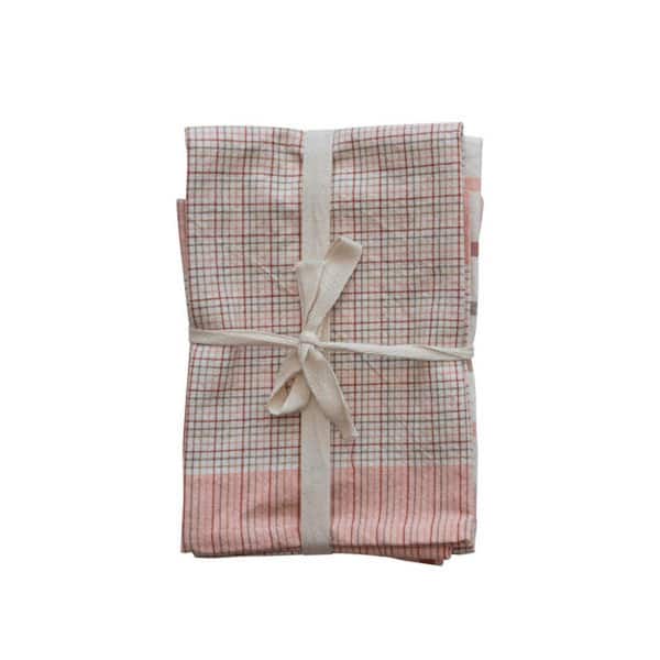 Storied Home Multicolor Checkered Cotton Tea Towels (Set of 3)