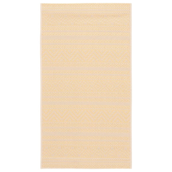 Courtyard Beige/Gold 2 ft. x 4 ft. Tribal Striped Indoor/Outdoor Area Rug