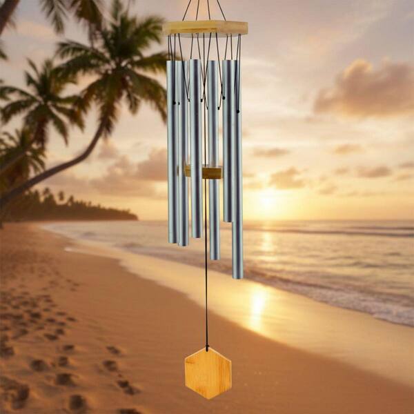 29 in. L Outdoor Wind Chime, Silver D015QHYHZU - The Home Depot