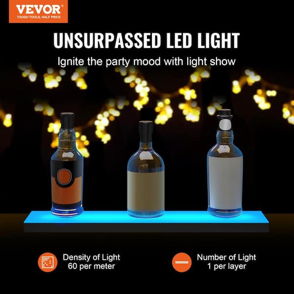 VEVOR 6-Bottles LED Lighted Liquor Bottle Display 24 in