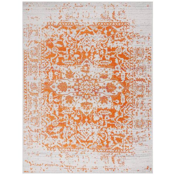SAFAVIEH Madison Orange/Ivory 8 ft. x 10 ft. Distressed Border Area Rug