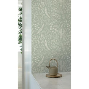 Green Leaf Trail Print Non-Woven Paper Paste the Wall Textured Wallpaper 57 sq. ft.