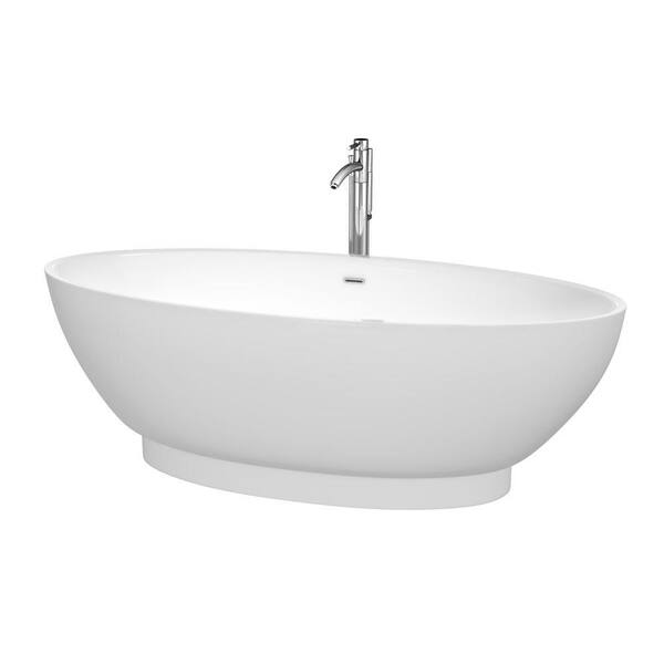 Wyndham Collection Helen 5.9 ft. Acrylic Classic Flatbottom Non-Whirlpool Bathtub in White