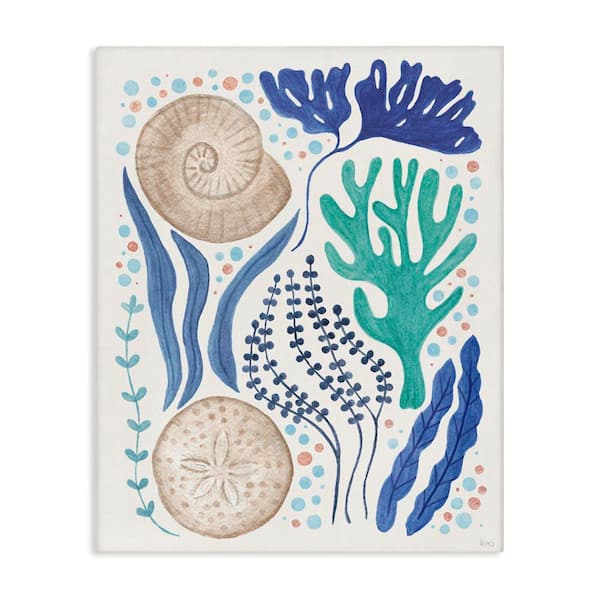 Stupell Industries Scattered Marine Life by Veronique Charron Unframed Coastal Graphic Art Print 20 in. x 16 in.