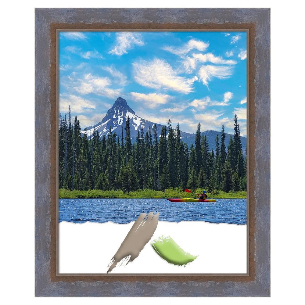 Two-Tone Blue and Copper Pine Wood Wall Picture Frame