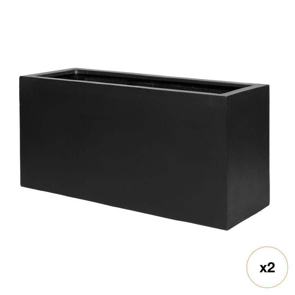 PotteryPots Jort Medium 20 in. Tall Black Fiberstone Planter - Indoor ...
