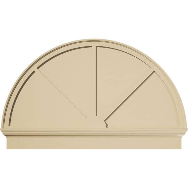 Ekena Millwork 50 in. W x 31-3/4 in. H x 2-3/4 in. P Half Round 3-Spoke Signature Urethane Combination Pediment, Primed Tan