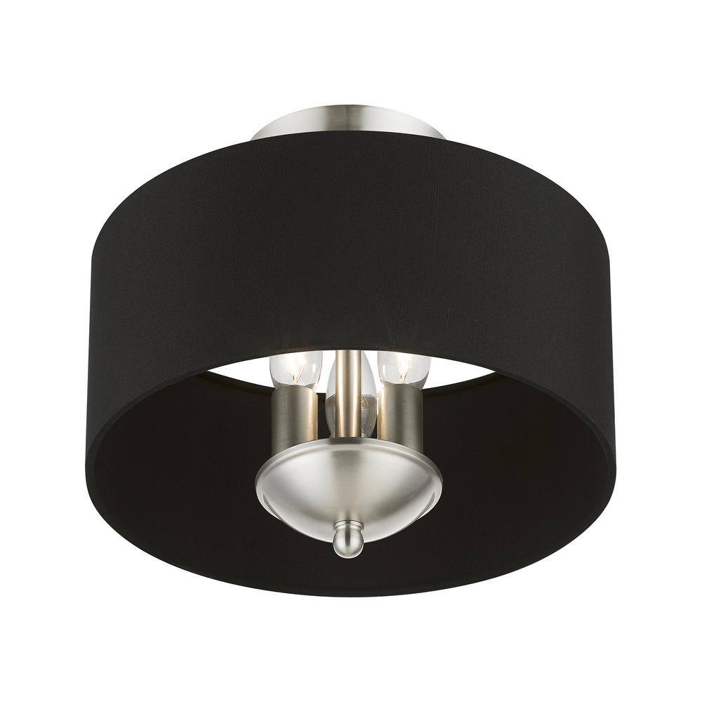 Huntington 12" Brushed Nickel Drum Semi-Flush Mount Light