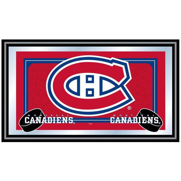 Trademark NHL Montreal Canadians Logo 15 in. x 26 in. Black Wood Framed Mirror