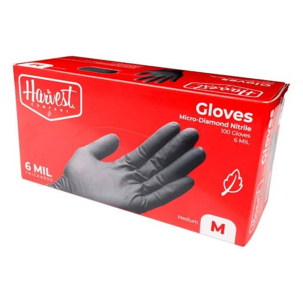 6 mil Heavy-Duty Micro Diamond Texture Medium Nitrile Cleaning Gloves in Black 100-Count (1-Pack)