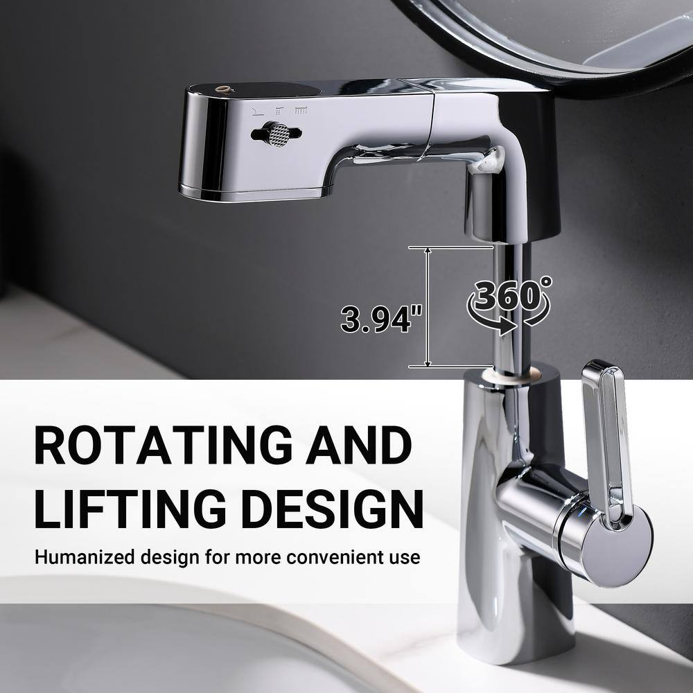 Chrome Single Hole Bathroom Faucet with Lever Handle