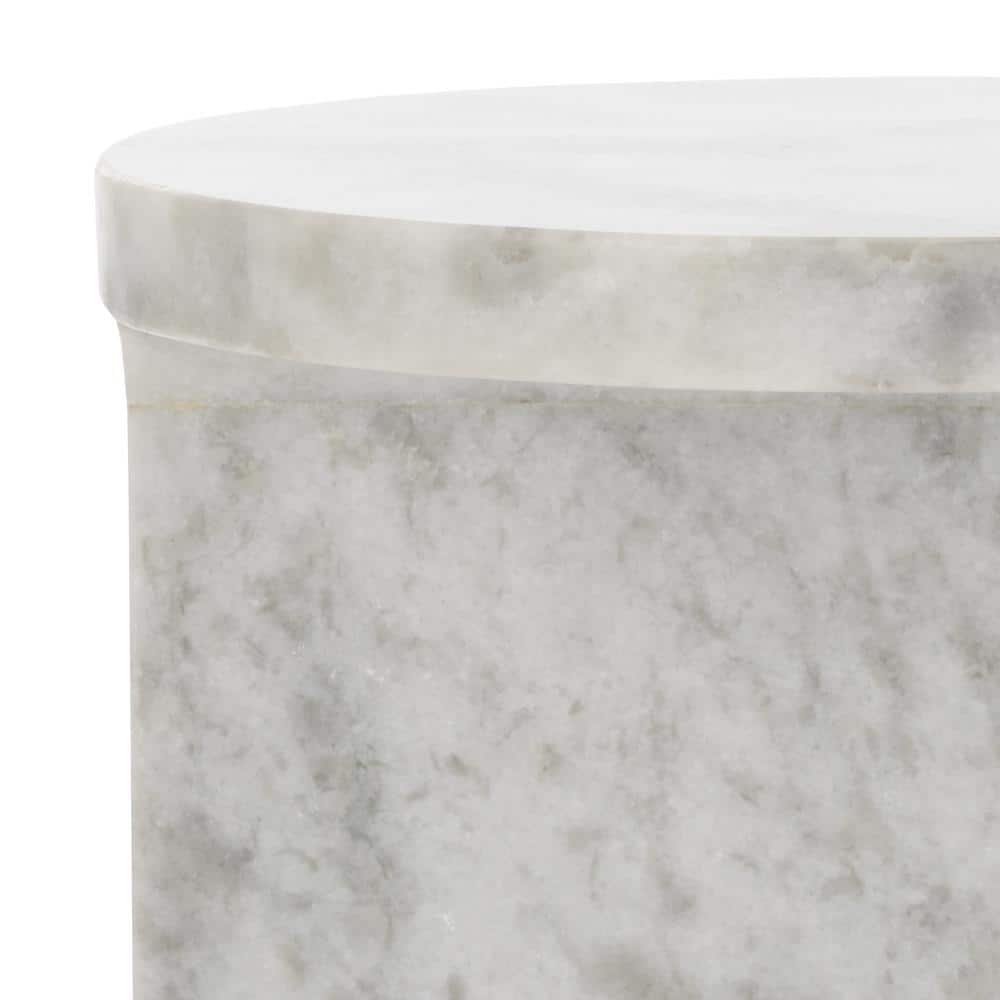 Melinda 12 in. White Round Marble End Table - thumbnail 6