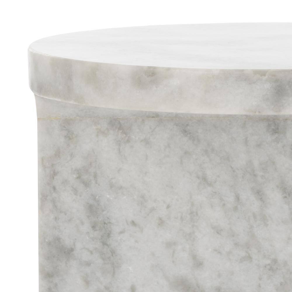 Melinda 12 in. White Round Marble End Table - thumbnail 5