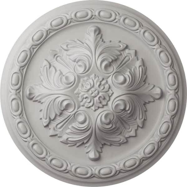 Ekena Millwork 11-3/8 in. x 2 in. Acanthus Urethane Ceiling Medallion, Ultra Pure White