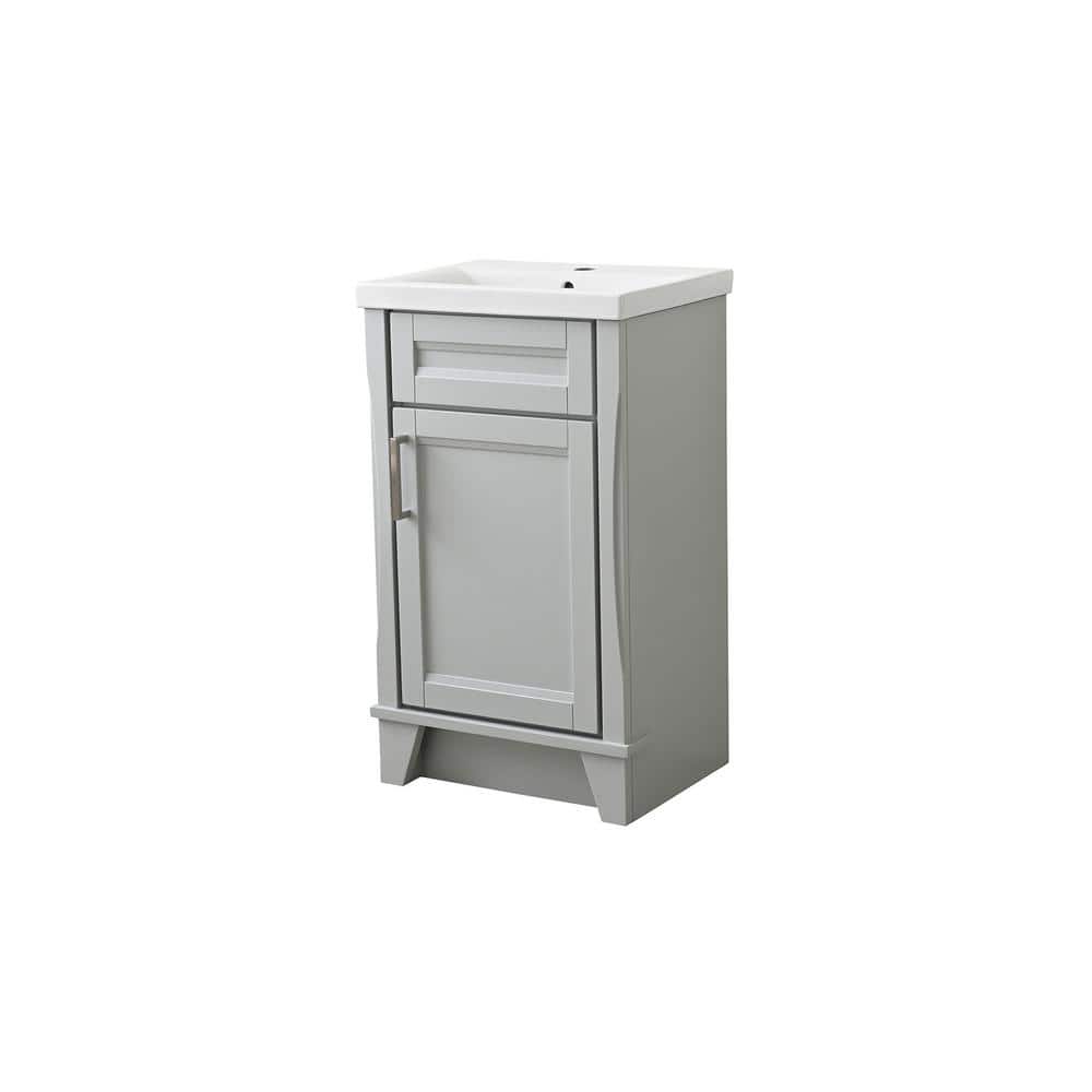 20" Light Gray Single Sink Vanity with White Ceramic Top