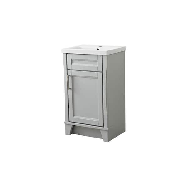 Bellaterra Home 20.4 in. W x 15.6 in. D x 34 in. H Single Bath Vanity in Light Gray Finish with White Ceramic Sink Top