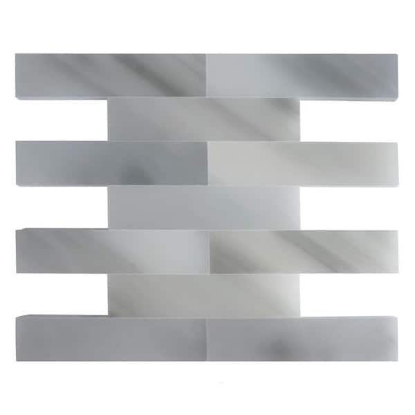 MOLOVO Natural Crystal Gray 1.89 in. x 7.8 in. Subway Polished