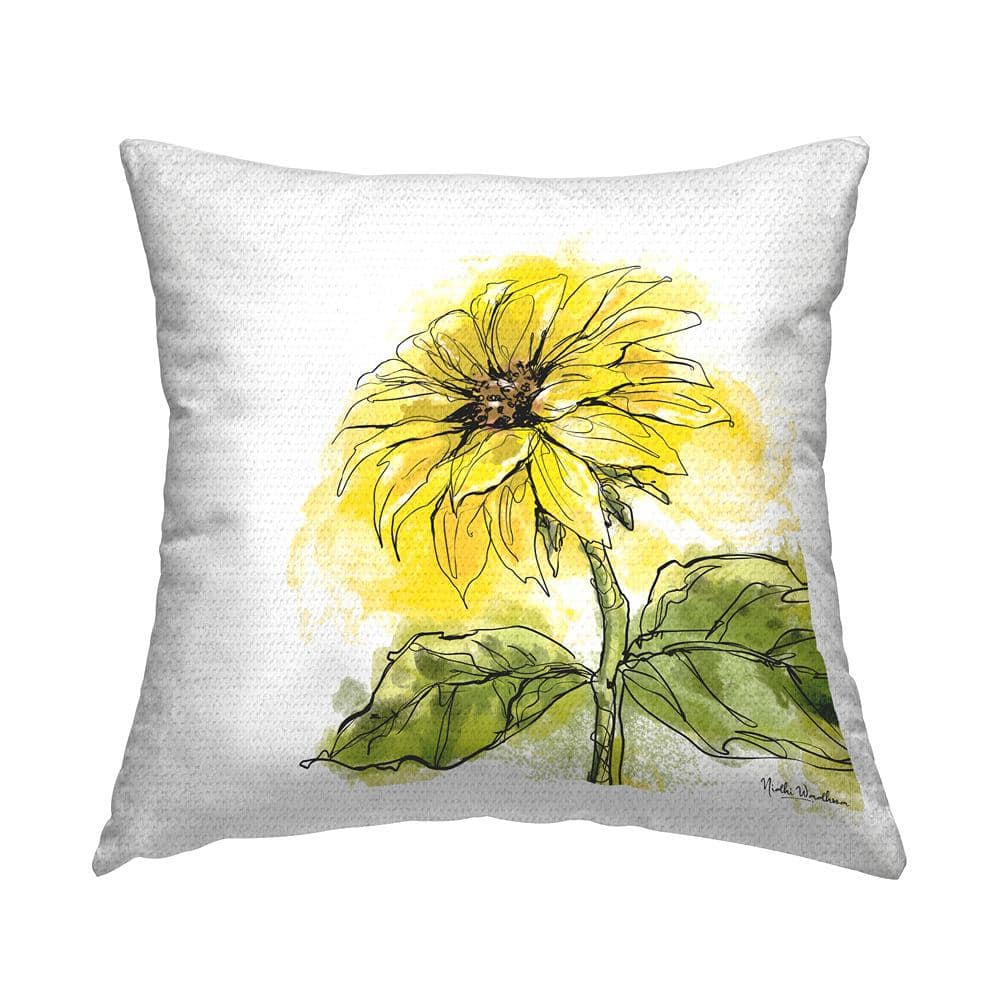 Modern Yellow Sunflower Yellow Square Outdoor Throw Pillow price history on PriceWatchPro