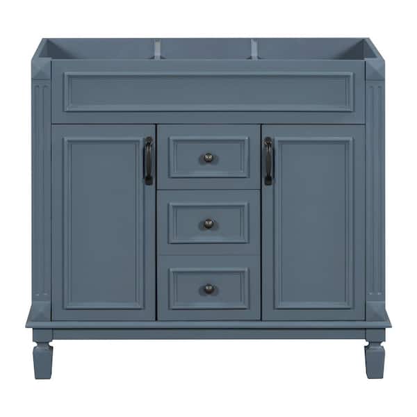 36 in. Bath Vanity Cabinet without Top in Blue Unassembled