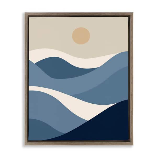 Stupell Industries Moon over Blue Hills by Daphne Polselli Brown Floater Frame Nature Graphic Art Print 21 in. x 17 in.